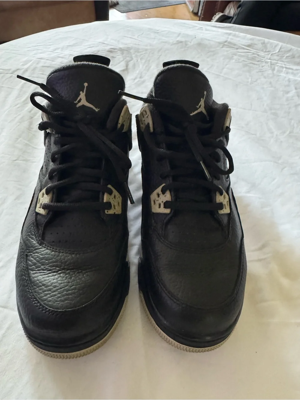 Jordan Men's Youth Black Leather High-Top Sneakers with White Jumpman